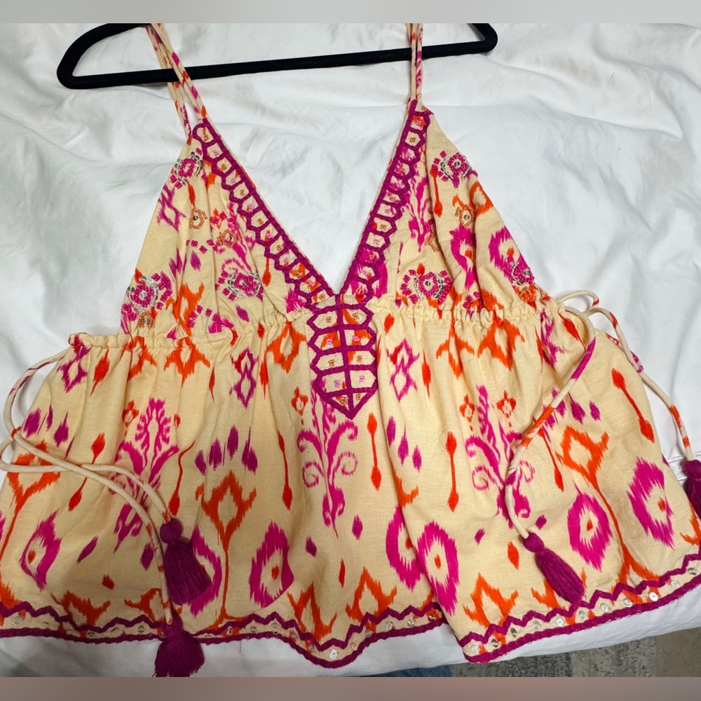 Zara Pink and Orange Patterned Camisole